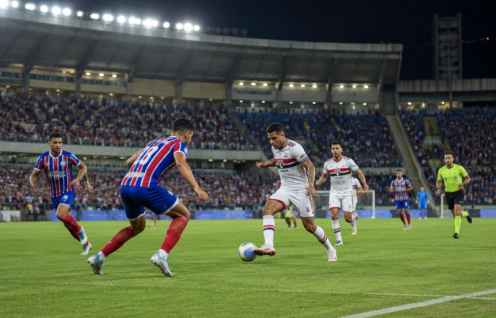 Partida de futebol em estádio maranhense
